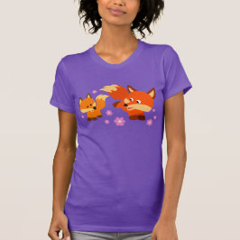 Cute Playof Tecknad Foxes Women T-Shirt