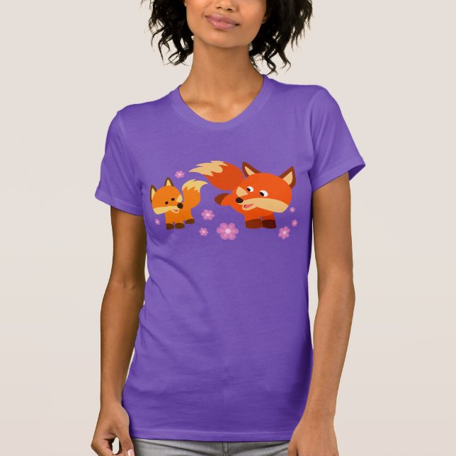 Cute Playof Tecknad Foxes Women T-Shirt (Framsida)