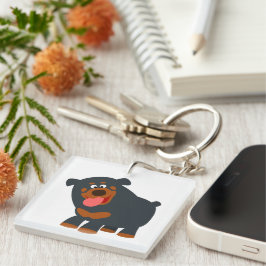 Cute Playof Tecknad Rottweiler Acrylic Keychain