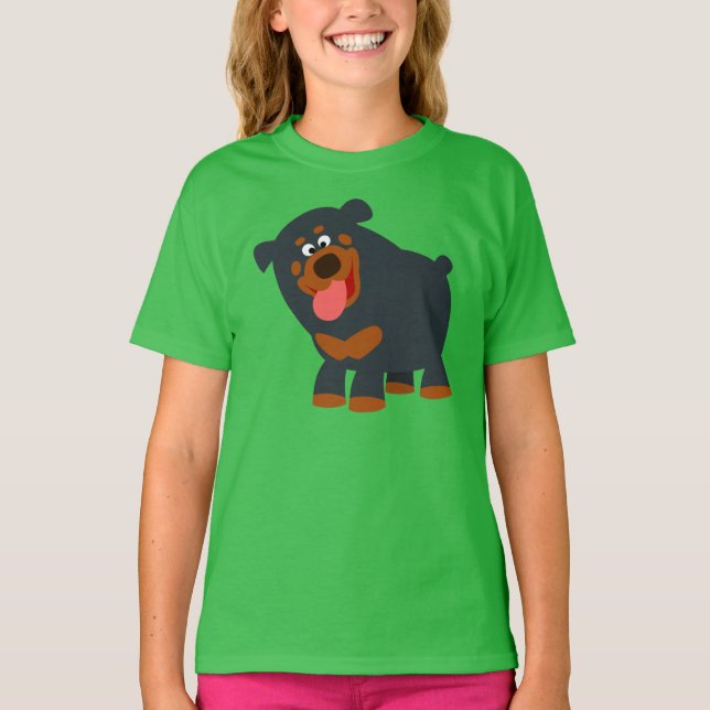 Cute Playof Tecknad Rottweiler Children T-Shirt (Framsida)