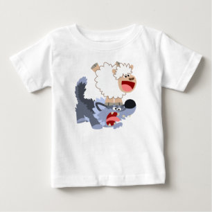 Cute Playof Tecknad Sheep and Varg Baby T-Shirt
