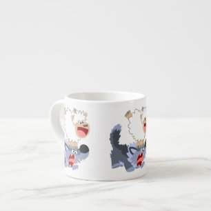 Cute Playof Tecknad Sheep and Varg Espresso Mugg Espressomugg