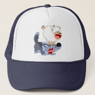 Cute Playof Tecknad Sheep and Varg Hat Keps