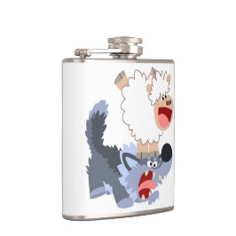 Cute Playof Tecknad Sheep and Varg Hip Flask Fickplunta