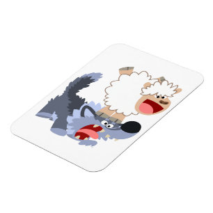 Cute Playof Tecknad Sheep & Varg Flexible Magnet