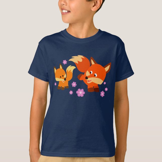 Cute Playor Tecknad Foxes Children T-Shirt (Framsida)