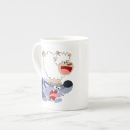 Cute PlayTecknad Sheep och Varg Bone China Mugg Benporslin Mugg