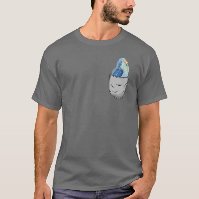 Cute Pocket Blue Quaker Parrot Bird family friends T Shirt (Framsida)