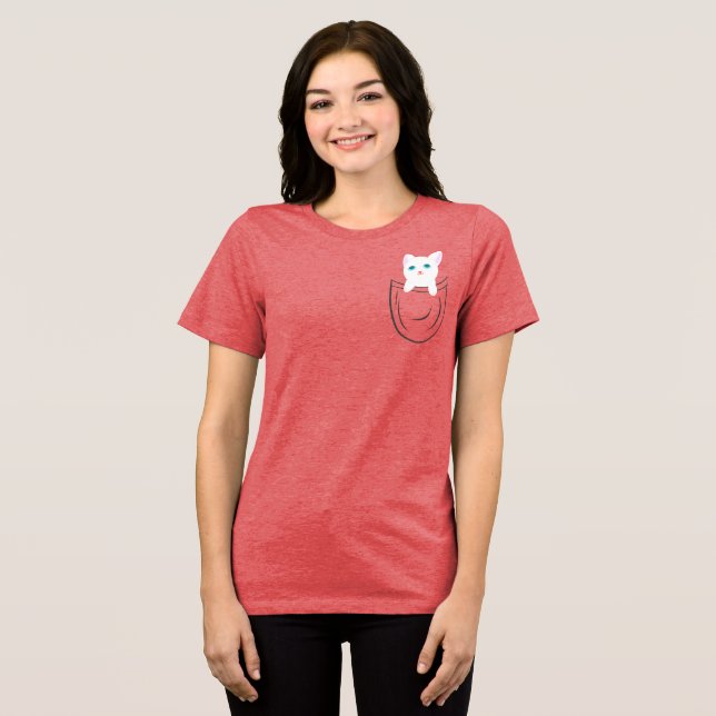 Cute Pocket Cat Minimal Illustration  T Shirt (Framsida Full)