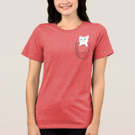Cute Pocket Cat Minimal Illustration  T Shirt