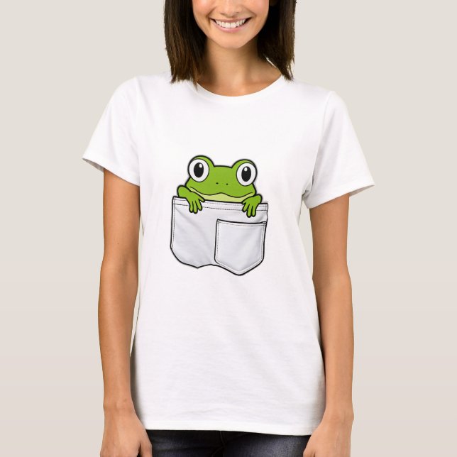 Cute Pocket Frog T Shirt (Framsida)