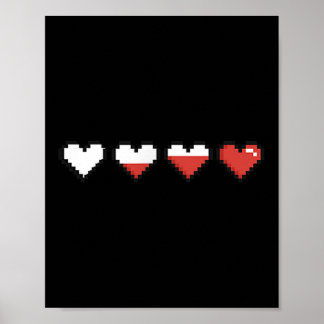 Cute Pocket Pixel Red Heart Valentine Day Poster