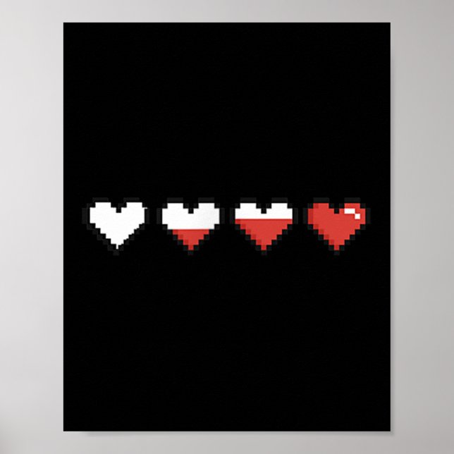 Cute Pocket Pixel Red Heart Valentine Day Poster (Framsidan)