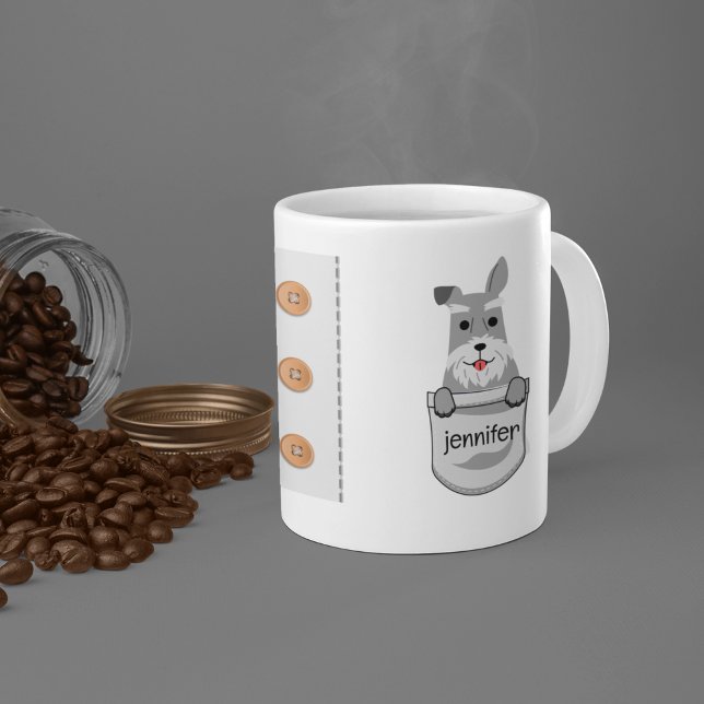 Cute Pocket Puppy Miniature Schnauzer Add Ur Namn Kaffemugg (Skapare uppladdad)