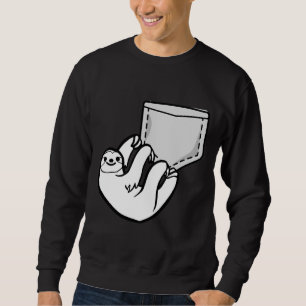 Cute Pocket Sloth hänger runt Lång Ärmad Tröja