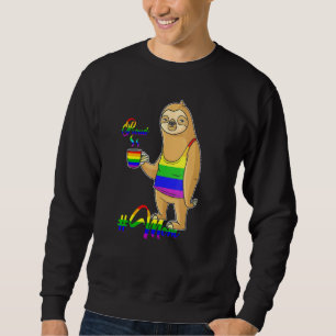 Cute Pocket Sloth Lgbt Animal Rainbow Flagga Gay P Lång Ärmad Tröja