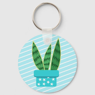 Cute Poged Kawaii Snake Plant Succulent Nyckelring