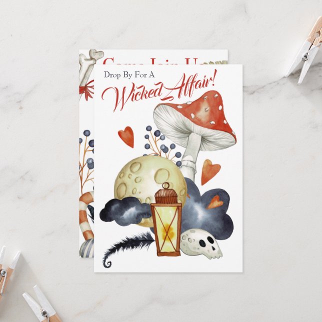 Cute Poison Mushroom Wicked Affair Halloween fest Inbjudningar (Fram/Back In Situ)