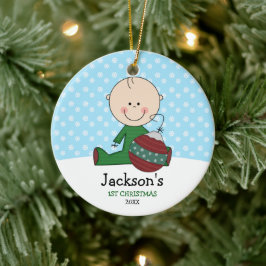 Cute Pojke 1:a julen Personlig Julgransprydnad Keramik