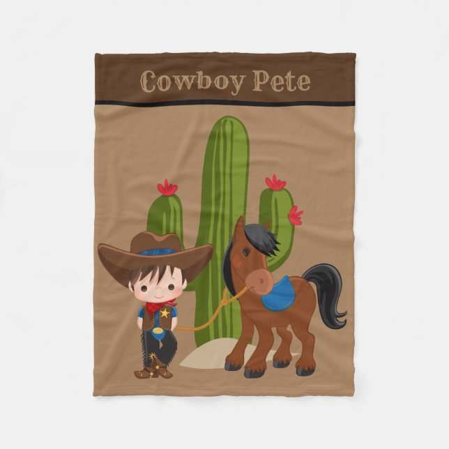 Cute pojke add namn cowboyfilt fleecefilt (Framsidan)
