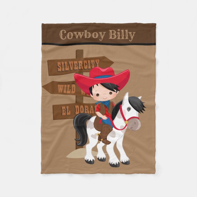 Cute pojke add namn cowboyfilt fleecefilt (Framsidan)