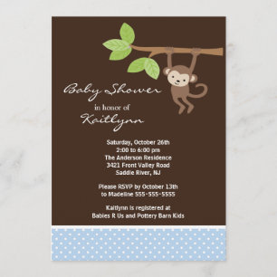 Cute Pojke apa Safari Baby Shower-inbjudan Inbjudningar