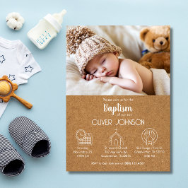 Cute Pojke Bautizo-inbjudan Modern baptism Inbjudningar