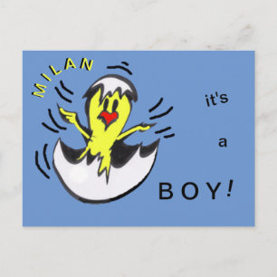 Cute Pojke Chick Tecknad Cust. vykort