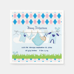 Cute Pojke Clothes Line Pappersservett