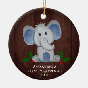 Cute Pojke Elephant First jul Photo Julgransprydnad Keramik