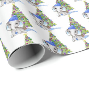 Cute Pojke Elephant Julgran Presentpapper