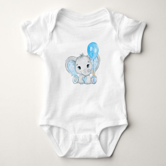 Cute Pojke Elephant med ballon T Shirt (Framsida)