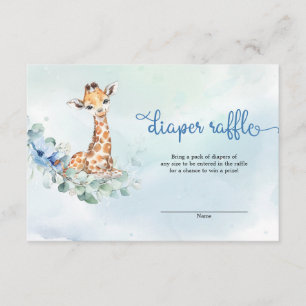 Cute pojke giraffe blåa blommor eucalyptus tilläggskort