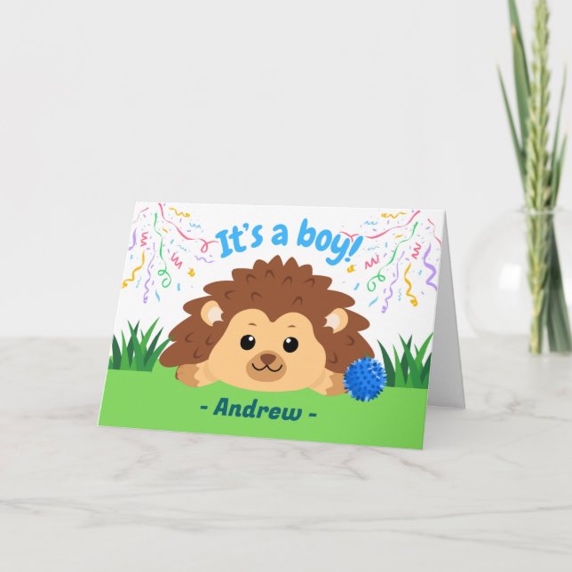 Cute Pojke Grattiss med Hedgehog Kort (Framsida)