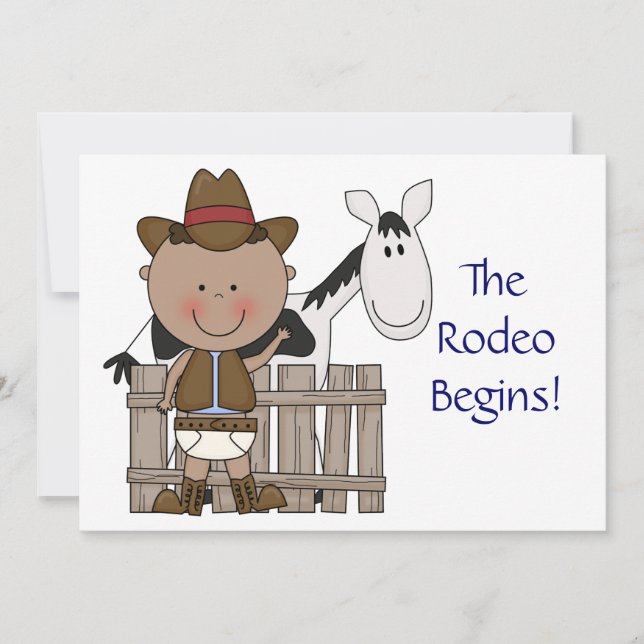 Cute Pojke & Horse Pony Anpassningsbar Western Bir Meddelande (Framsida)