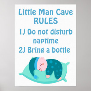 Cute Pojke Little Man Cave Regler Nursery Art Poster