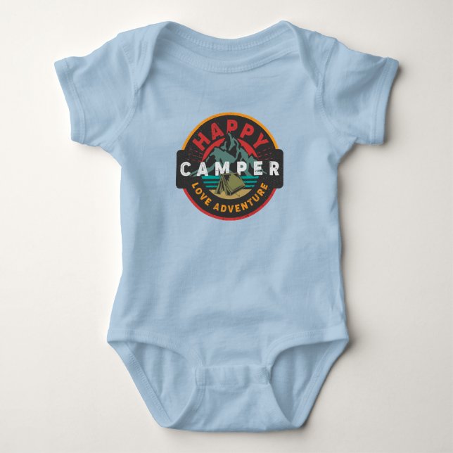 Cute pojke lycklig camper ord art t shirt (Framsida)