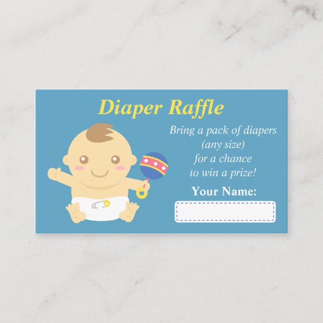 Cute Pojke Shower Diaper Raffle Biljett Tilläggskort (Framsida)