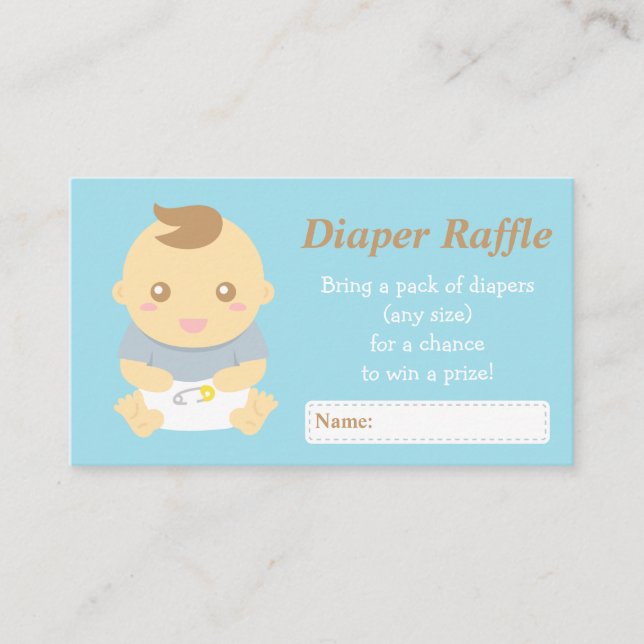 Cute Pojke Shower Grått Diaper Raffle Biljett Tilläggskort (Framsida)