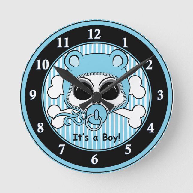 Cute Pojke Skull Rund Klocka (Framsida)