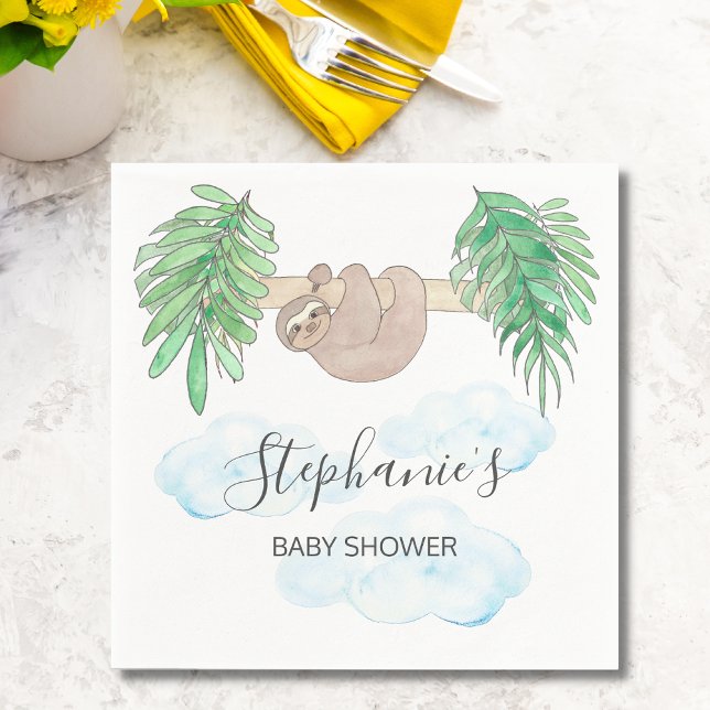 Cute Pojke Sloth Baby Shower Pappersservett (Skapare uppladdad)