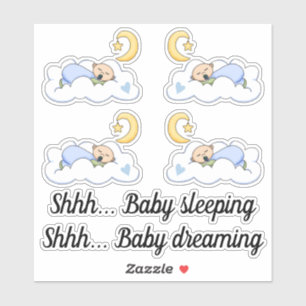 Cute pojke sover på molnet klistermärken