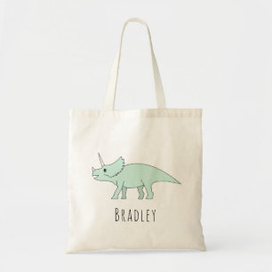 Cute Pojke Triceraptops Dinosaur Namn Diaper Tygkasse