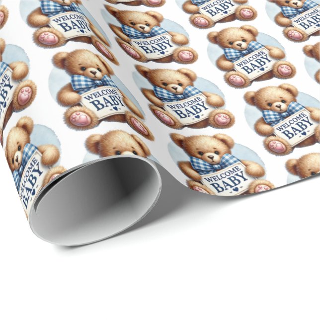 Cute pojke Välkommen baby Presentpapper (Rullad Hörn)