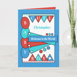 Cute pojke välkommen till världens grönt blå kort