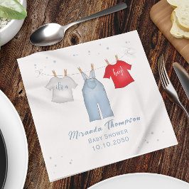 Cute Pojke Whimsique Denim Blue Baby Shower Pappersservett