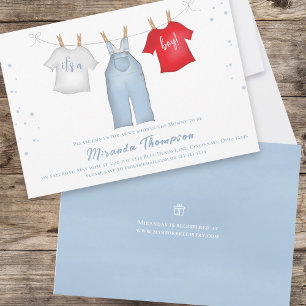 Cute Pojke Whimsique Denim Blue-Barnkläder Inbjudningar