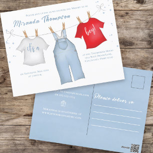 Cute Pojke Whimsique Denim Blue-Barnkläder Vykort