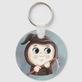 Cute-pojken i en Dödshalloween-kostym Papper plåt Nyckelring