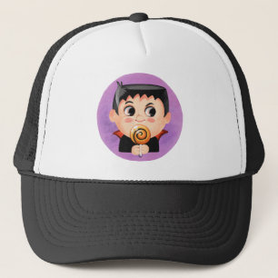 Cute-pojken i en vampyr Halloween-kostym Keps